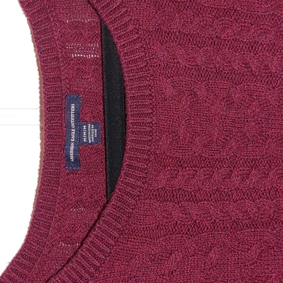 M American Eagle Outfitters maroon stretchy knit sweater with side zippers - Picture 2 of 5
